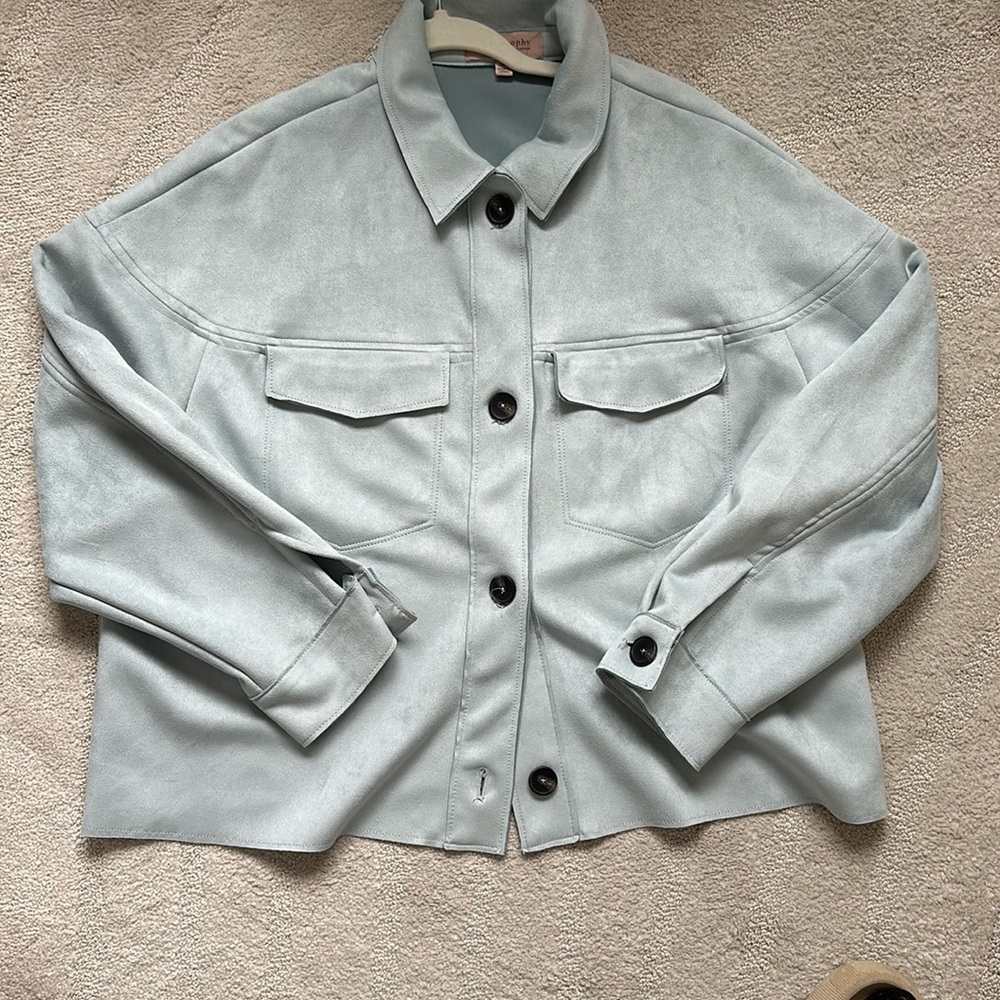 Suede Jacket in Baby Blue